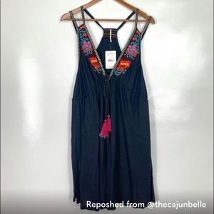 Free People Lovers Cove Mini Dress in Black